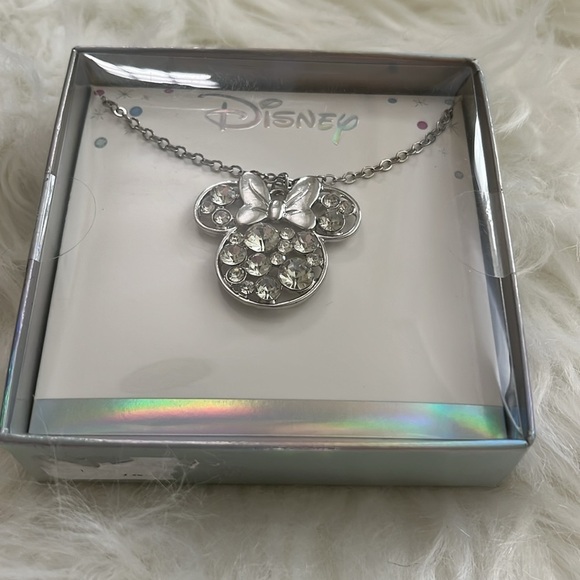 🆕 Disney Minnie Mouse Clear Rhinestone Pendant Necklace 18” - Picture 4 of 6